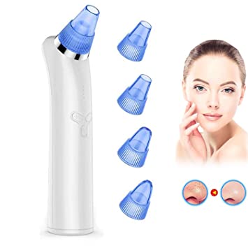 COOFO Blackhead Remover Vacuum With 4 Strong Suction Rechargeable Blackhead Vacuum Portable Pore Vacuum Cleaner Blackheads Suction For for All Skin Blue.