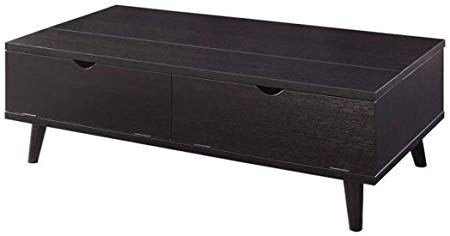 Benzara Modern Lift Top Wooden Coffee Table with Storage & Drawers, Red Cocoa Brown
