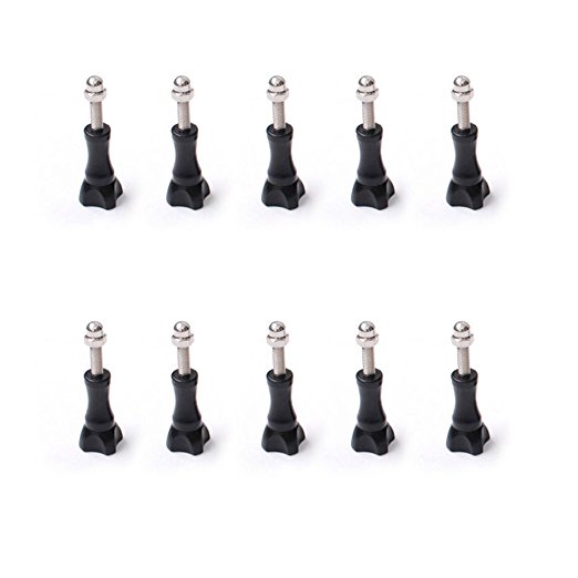 Oumers 10 Pack Long Thumbscrew with Cap Thumb Screw Set Stainless Steel Replacement Accessory for GoPro Accessories Monopod Handhold Stick Mount / Windshield Suction Cup For Gopro Hero 4, Hero 3 , Hero 3, Hero 2 Silver Black Camera (10 pcs / pack)