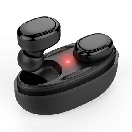 GEJIN Wireless Bluetooth Headphones, Bluetooth 5.0 3D Stereo Sound Wireless Earbuds,Built in Microphone & Dual Speakers,Waterproof Sports Earphones with Noise Cancelling Earbuds - Black