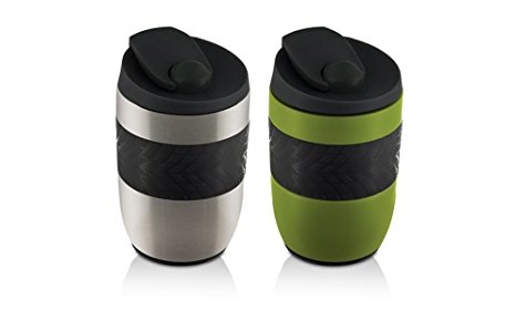 Hamilton Beach Compact espresso Travel Mug, 8oz, 2 Pack Set, , Stainless Steel/Green