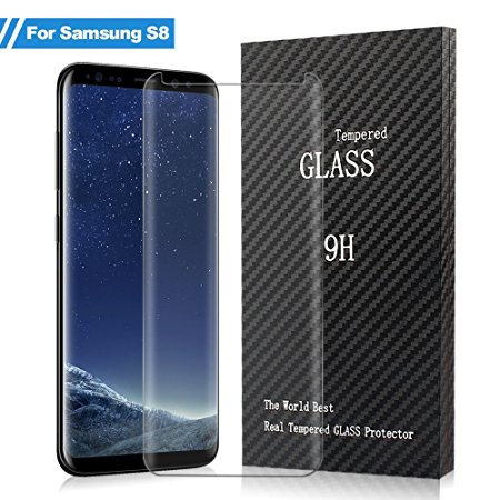 Galaxy S8 Screen Protector, Hootech [1 Pack] 3D-Curved Tempered Screen Protector for Samsung Galaxy S8, 9H Hardness, Bubble Free, Anti-Fingerprint HD Screen Protector Film