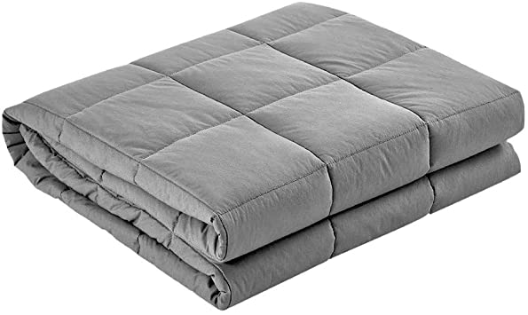 Weighted Blanket Adult 5KG ( 152cm x 203cm) - 35kg-60kg, 5-layer comfort, Heavy Gravity Blankets Microfibre Duvet Cover Deep Relax Better Sleep with Polyester and Glass beads filling 100% microfibre -Light Grey