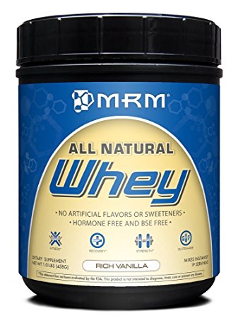 MRM All Natural Whey Protein Powder, Rich Vanilla, 16 oz
