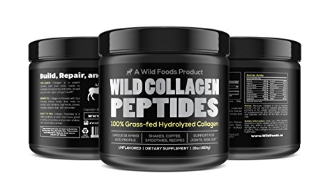 Collagen Peptides Powder by Wild Foods | Vital Type I & III Hydrolyzed Pasture-Raised Protein | Non-GMO, Dairy Free, Paleo & Keto, Unflavored (TWO x 1 pound tubs)