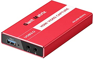 GiantMatrix Capture Card 4K 60HZ to USB3.0 HDMI Audio Video Game Capture Card for Computer/Mobile Phone, PS4/PS5, Nintendo Switch, Xbox, Camcorder Real-time Streaming Game Recorder Equipment…