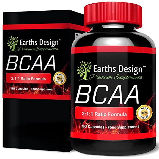 BCAA - 450mg Branched Chain Amino Acids with the essential aminos Leucine, Isoleucine, Valine - 90 Capsules (3 Month Supply) by Earths Design