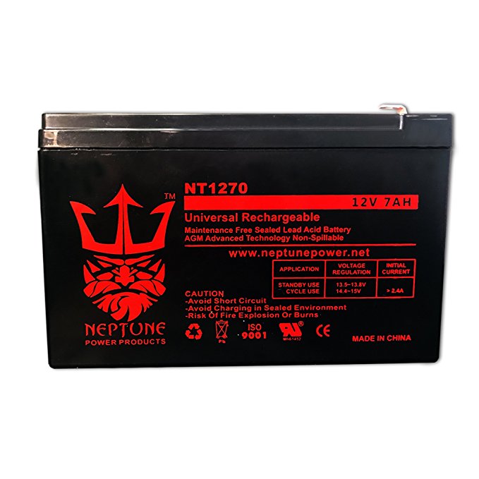 Neptune 12 Volt, 7 Ah Sealed Lead Acid Replacement Battery with F2 Terminals