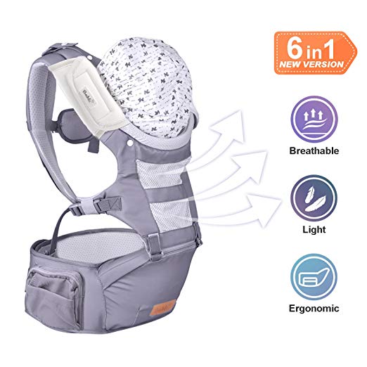 Bable Baby Carrier with Hip Seat, 6-in-1 Convertible Carrier, 360 Ergonomic Baby Carrier Backpack, Cool MESH for Spring and Summer - for 8-33lbs - Baby Wrap Carrier, Baby Carriers Front and Back