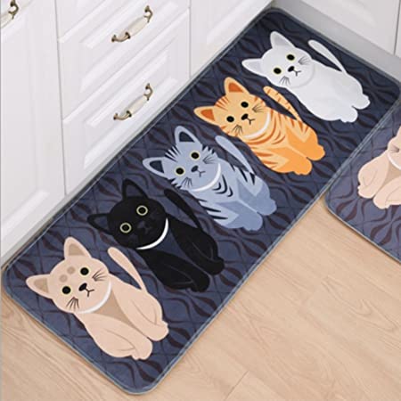 Gydthdeix Rectangle Cartoon Lovely Cats Kitty Pattern Mat Rug for Stairway Toilet Floor Bedroom Living Room Bathroom Kitchen Home Decoration Area