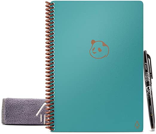 Rocketbook Panda Planner - Reusable Daily Planner with 1 Pilot Frixion Pen & 1 Microfiber Cloth Included - Teal Cover, Executive Size (6" x 8.8")