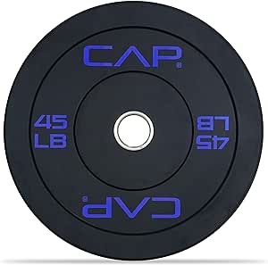 CAP Barbell Budget Olympic Bumper Plate with Blue Logo, Black, 45 lb Single