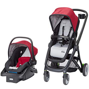 Safety 1st Riva 6 in 1 Flex Modular Travel System with Onboard 35 FLX Infant Car Seat and Base, Red Rocks