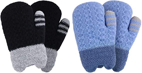 Arctic Paw Boy's & Girl's 3 Pairs Outdoor Sherpa Lined Winter Mitten Gloves