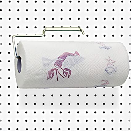 1 Pack Sturdy Steel Pegboard Paper Towel Holder | Hook to anywhere standard pegboard | Pegboard Accessory-Hook to Workshop,Garage,Kitchen,Laundry Room,Bathroom etc.