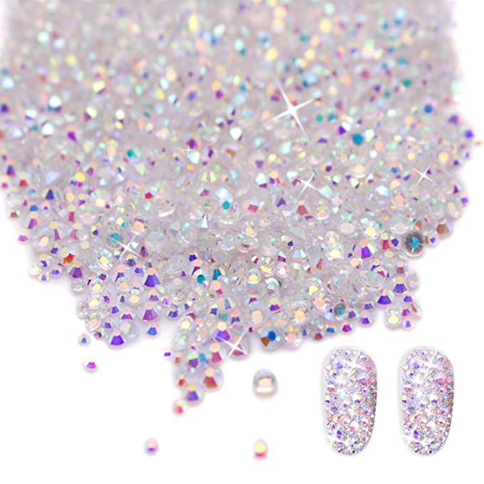 4230 Pcs Nail Crystals AB Nail Art Rhinestones, 6 Sizes of Nails Ornaments, Just Simple Matching can Make Your Nails More Shine and Beautiful