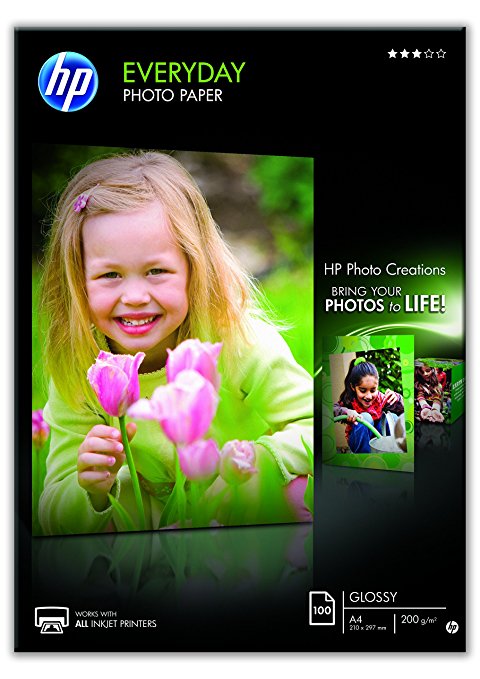 HP A4/210 x 297 mm Everyday Glossy Photo Paper, 100 Sheets