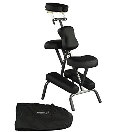 Premium BestMassage Black 4" Portable Massage Chair Tattoo Spa Free Carry Case