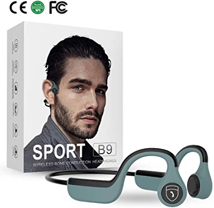 Akaho Bone Conduction Headphones Open-Ear Wireless Bluetooth 5.0 HiFi Sweatproof IP55 Earphones with Microphone Sports Headsets for Running Driving Cycling