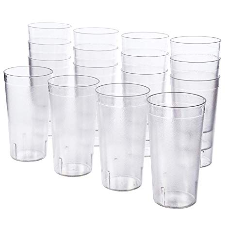 Cafe 20-ounce Break-Resistant Plastic Restaurant-Style Beverage Tumblers | Set of 16 Clear
