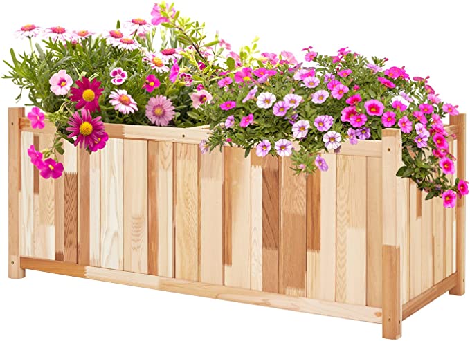 Jumbl Canadian Cedar Planter Box | Wood Garden Bed for Growing Flowers, Succulents & Other Plants at Home | Great for Outdoor Patio, Deck, Balcony