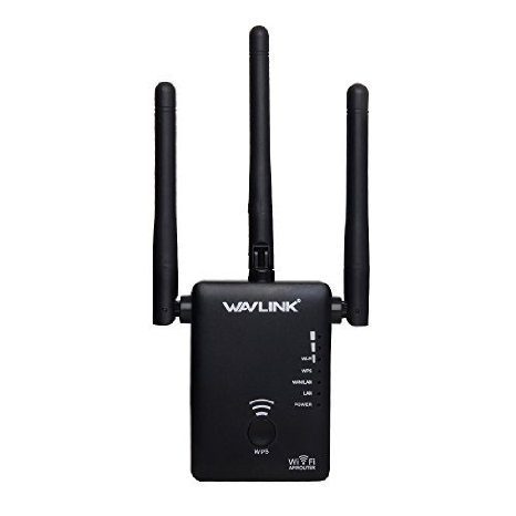 Wavlink 802.11AC 750Mbps Mini WIFI Extender Dual Band 2.4GHz 300Mbps  5GHz 433Mbps Wireless Signal Amplifier Booster With Three External Antennas Support for Repeater, AP and Router Modes-Black