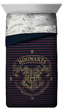 Jay Franco Harry Potter Spellbound Twin/Full Comforter - Super Soft Kids Reversible Bedding Features Hogwarts - Fade Resistant with Gold Foil (Official Warner Brothers Product)