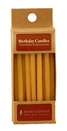 Honey Candles 100% Pure Beeswax Birthday Candles (Pack of 20 Natural Color, 3 Inch Tall)