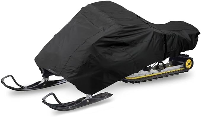 Pyle PCVSNM12 - Universal Snowmobile Cover Fabric - Heavy Duty, Dual Air Vents, Non-scratch Hood Liner & Elastic Cord -Tight Custom Fit, Waterproof Marine Grade Protection Against Sun Damage,Black