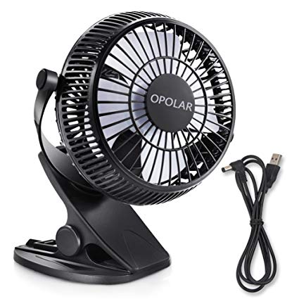 OPOLAR F801 Clip and Desktop Fan, 2 in 1 Applications, Strong Wind, USB Powered, 2 Speeds, Clip-on Fan, Desk Fan, Office Fan, Table Fan, Quiet Fan, Personal Fan, Small Cooling Fan, Black (F801)