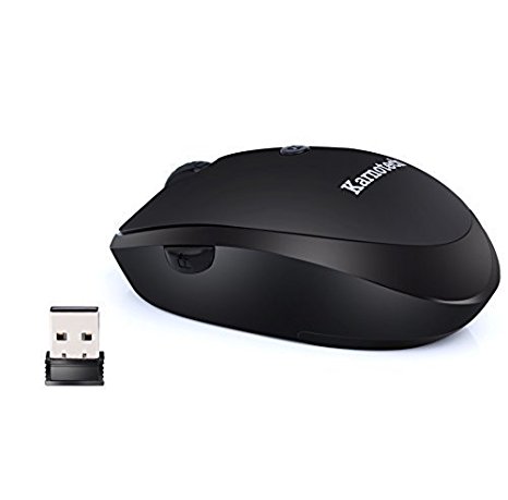 Karnotech 2.4Ghz Wireless Mouse with USB Receiver 1200 DPI Portable Mice with Mute & Hidden Windows & Lock Screen Keys (VMW-172 Black)