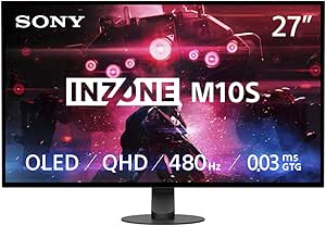 Sony INZONE M10S 27” OLED QHD (2560x1440) 480Hz 0.03ms GTG NVIDIA G-SYNC Compatible Gaming Monitor DisplayHDR 400, Anti-Glare, DisplayPort 2.1 (UHBR10), VRR HDMI 2.1, USB, Tilt/Swivel/Height