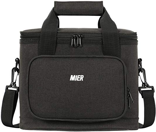 MIER 16 Can Large Insulated Lunch Bag for Women, Soft Leakproof Liner, Dark Grey