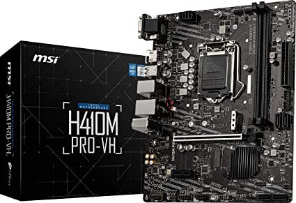 MSI H410M PRO-VH mATX Motherboard (10th Gen Intel Core, LGA 1200 Socket, DDR4, USB 3.2 Gen 1, Intel Gigabit LAN, VGA/HDMI)