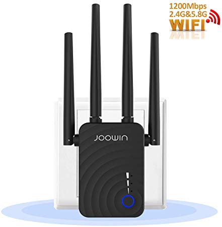 WiFi Range Extender, Wireless Signal WiFi Booster, AC1200 Dual Band (5.8G/2.4G) WiFi Extender 1200Mbps WiFi Router Repeater--Access Point Mode & 4 High Gain Antennas & WPS Function & 360° Full Signal Coverage