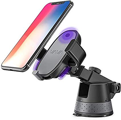 VAVA E-Touch Phone Holder for Car, Electric Auto Lock Car Phone Mount for Dashboard & Windshield Compatible with iPhone Xs Max XR X 8 7 Plus Galaxy S9 S8 Plus Note 9 8 and More