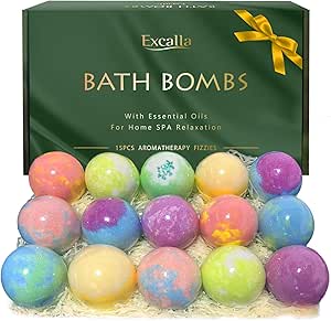 Bath Bombs for Women Gift Set, 15 Pcs Handmade Bubble Bathbombs, Shea & Coco Butter Dry Skin Moisturize, SPA Relaxing Gifts for Women & Men, Her, Girls, Wife, Birthday