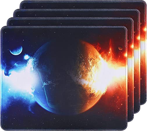 [35% Larger] Mouse Pad 4 Pack, Canjoy 12 x 10 inch Gaming Mouse Pad with Stitched Edges Premium-Textured & Waterproof Mousepads Non Slip Rubber Base for Computers Laptop