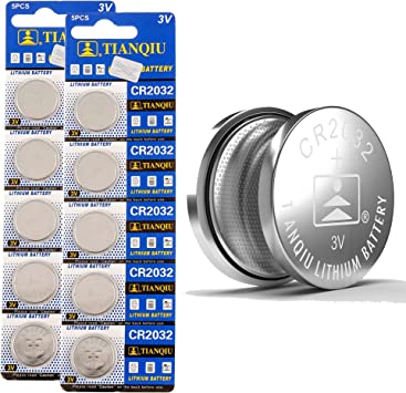 Tianqiu CR2032 3V Lithium Coin Cell Batteries (10 Batteries)
