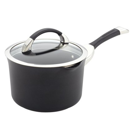 Circulon Symmetry Hard Anodized Nonstick 3-1/2-Quart Straining Saucepan, Black