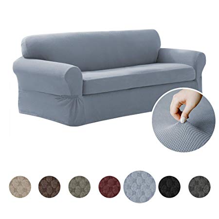 MAYTEX Pixel Ultra Soft Stretch Sofa Couch Furniture Cover Slipcover, Steel Blue