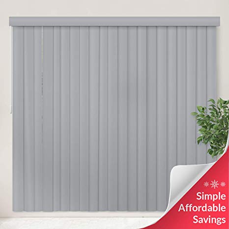 CHICOLOGY Cordless Vertical Blinds Patio Door or Large Window Shade, 78" W X 84" H, Oxford Gray Vinyl