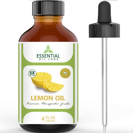 Essential Oil Labs Therapeutic Grade Lemon Oil with Dropper 4 Ounce