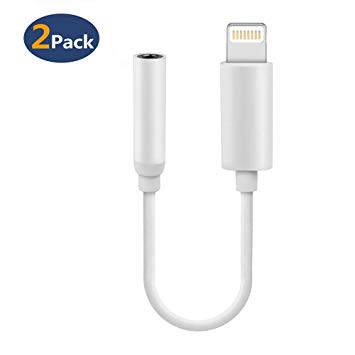 iPhone Headphone Adapter, [2 Pack] DeFitch Compatible with iPhone X/Xs/Xs Max/XR/8/8Plus/7/7Plus Adapter Headphone Jack, to 3.5 mm iPhone Headphone Adapter Jack Compatible with iOS 11/12