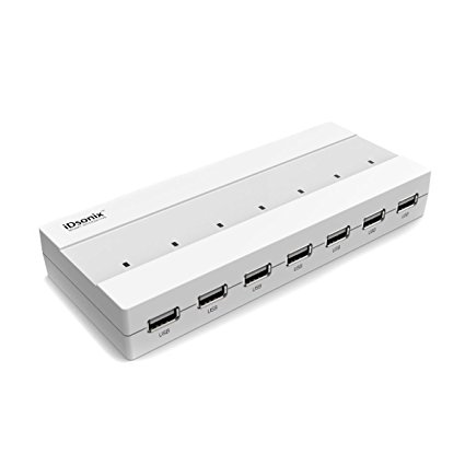 iDsonix Super Speed 7 Port USB 2.0 Hub with Premium 5V 2A Power Adapter Build-in Surge Protector 7xLED Diagnosing Power and Activity For Each Port  One Free 3.3Ft.USB Cable Included(VIA VL812 Chipset)