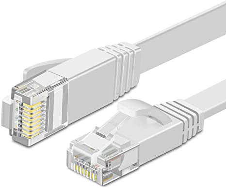 TNP Cat6 Flat Ethernet Network Cable - High Performance & Tangle Free with Premium UTP Twisted Pair RJ45 Snagless Connector Jack Computer LAN Internet Networking Patch Wire Cord Plug (1.5 Feet, White)