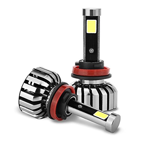 Mwill LED Headlight Bulbs Conversion Kit-H11(H8,H9) Cob 80w 8000lm 6000K Cool White,50,000 HOURS，3 Yr Warranty.