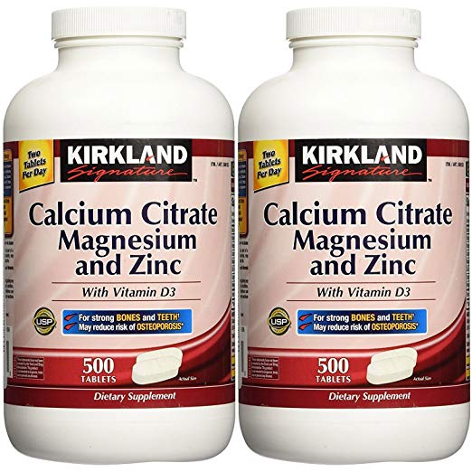 Kirkland Signature Calcium Citrate 500mg 2 Pack (1000 Tablets Total)