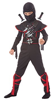 California Costumes Kids Stealth Ninja Costume with Weapons Belt, Black/Red, Medium Plus