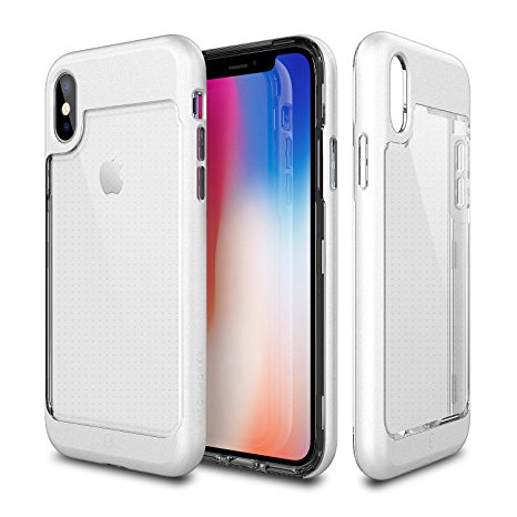 iPhone X Case, Patchworks [Contour Series] Hybrid Smudge-Free Clear Inner TPU Hard Matte Finish PC Frame Cover Military Grade Drop Tested Case [Wireless Charging] for iPhone X (2017) - White